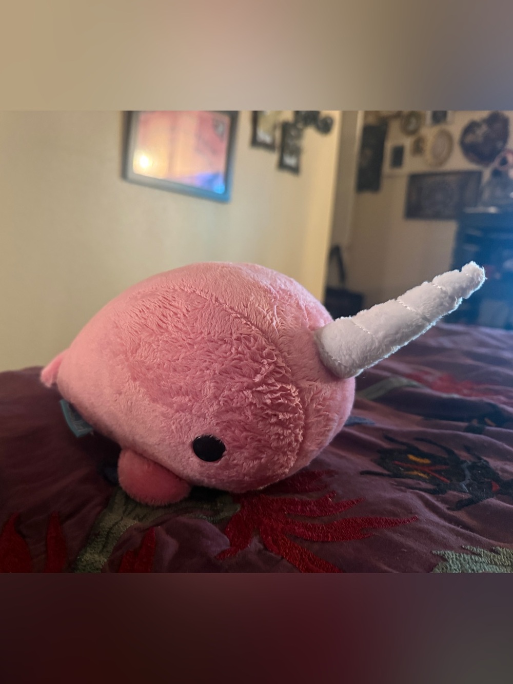 Pink Bellzi Plush Narwhal Stuffed Animal